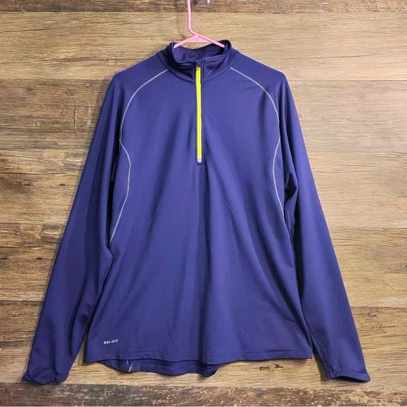 Nike Dri-Fit Purple Quarter Zip Long Sleeve Top - Picture 1 of 8